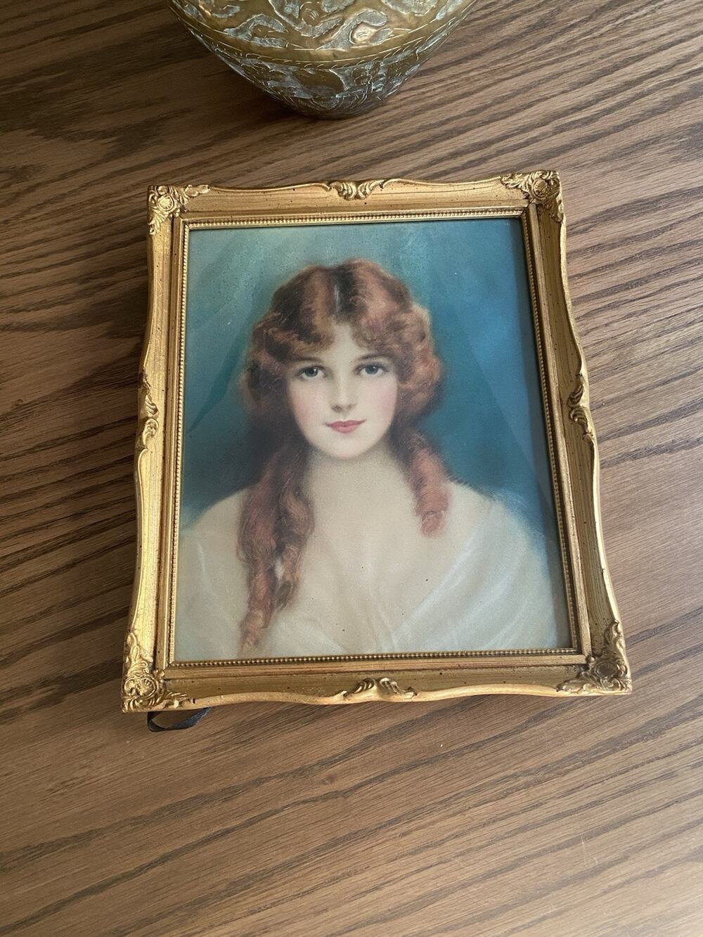 Vintage Gold Gilt Frame With J. Knowles Hare Print Gold Tabletop Frame